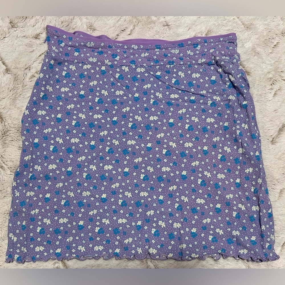 Free People Irl Floral Ice Combo Viscose Purple Silky Mini Slip Skirt - Picture 9 of 11